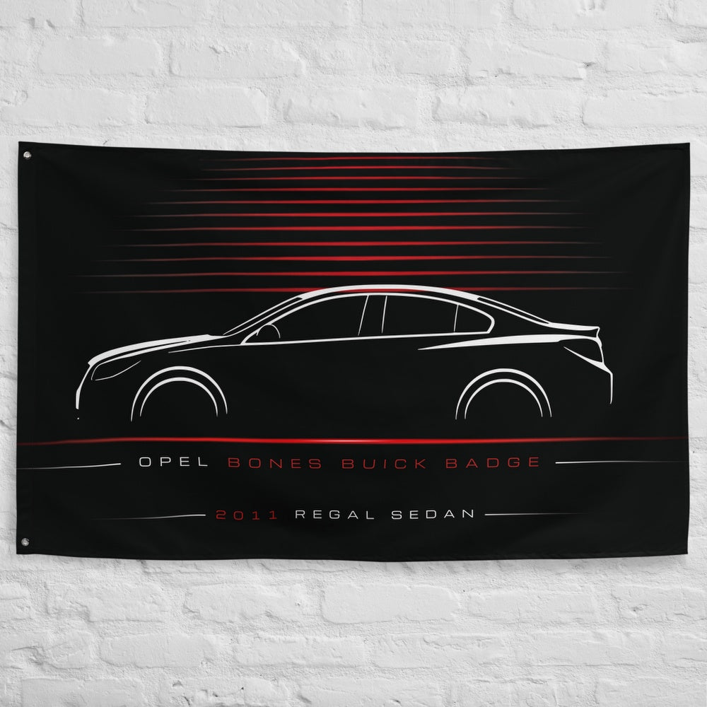 Buick Regal Sedan 2011 car silhouette flag - White Brick Wall