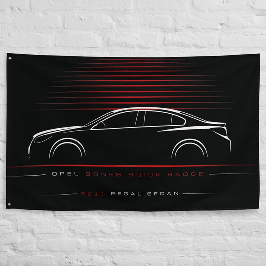 Buick Regal Sedan 2011 car silhouette flag - White Brick Wall