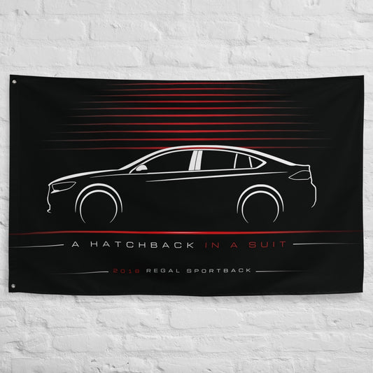Buick Regal Sportback 2018 car silhouette flag - White Brick Wall