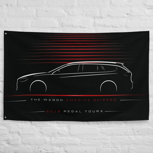 Buick Regal TourX 2018 car silhouette flag - White Brick Wall