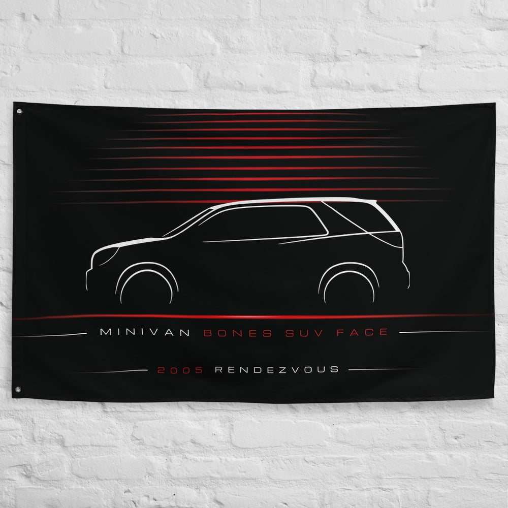 Buick Rendezvous 2005 car silhouette flag - White Brick Wall
