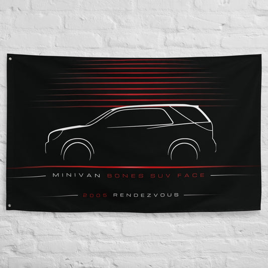 Buick Rendezvous 2005 car silhouette flag - White Brick Wall