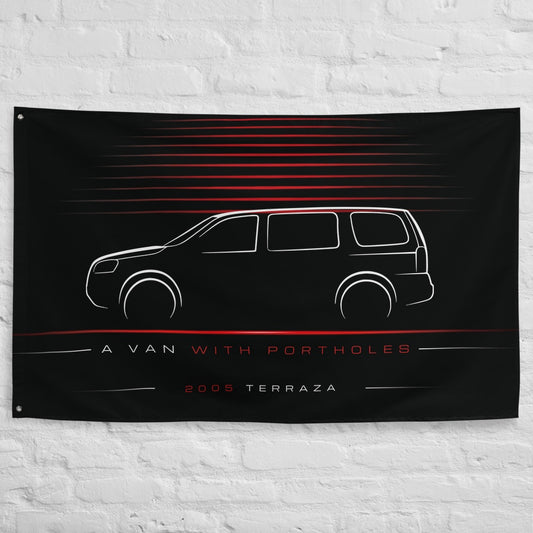 Buick Terraza 2005 car silhouette flag - White Brick Wall