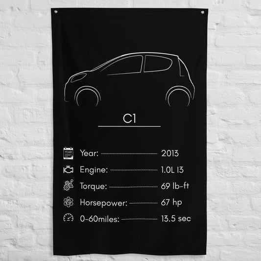 Citroen C1 2013 car silhouette spec flag - White Brick Wall