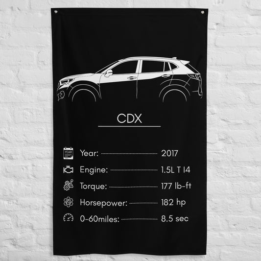 Acura CDX 2017 car silhouette spec flag - White Brick Wall