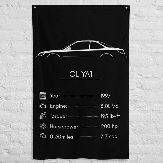 Acura CL YA1 1997 car silhouette spec flag - White Brick Wall