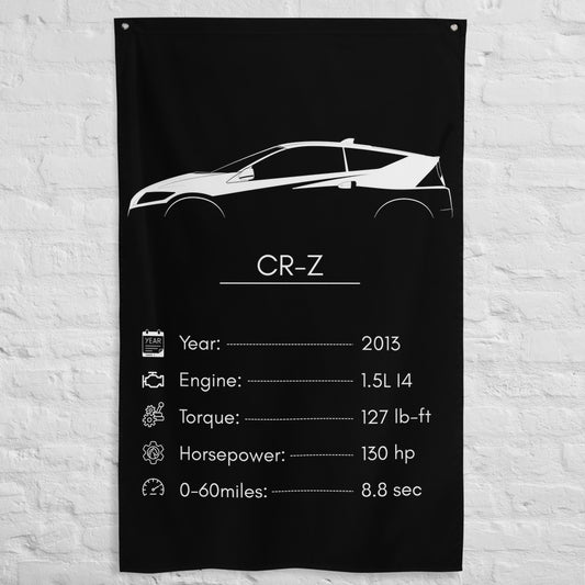 Honda CR-Z 2013 car silhouette spec flag - White Brick Wall