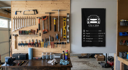 Cadillac CTS-V 2014 2014 car silhouette spec flag - Garage Pegboard Wall