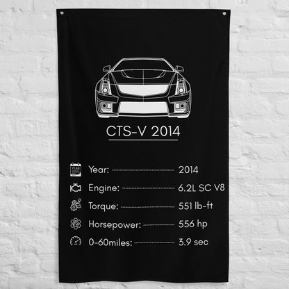 Cadillac CTS-V 2014 2014 car silhouette spec flag - White Brick Wall