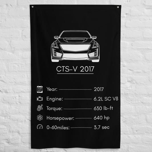 Cadillac CTS-V 2017 2017 car silhouette spec flag - White Brick Wall