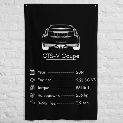 Cadillac CTS-V Coupe 2014 car silhouette spec flag - White Brick Wall