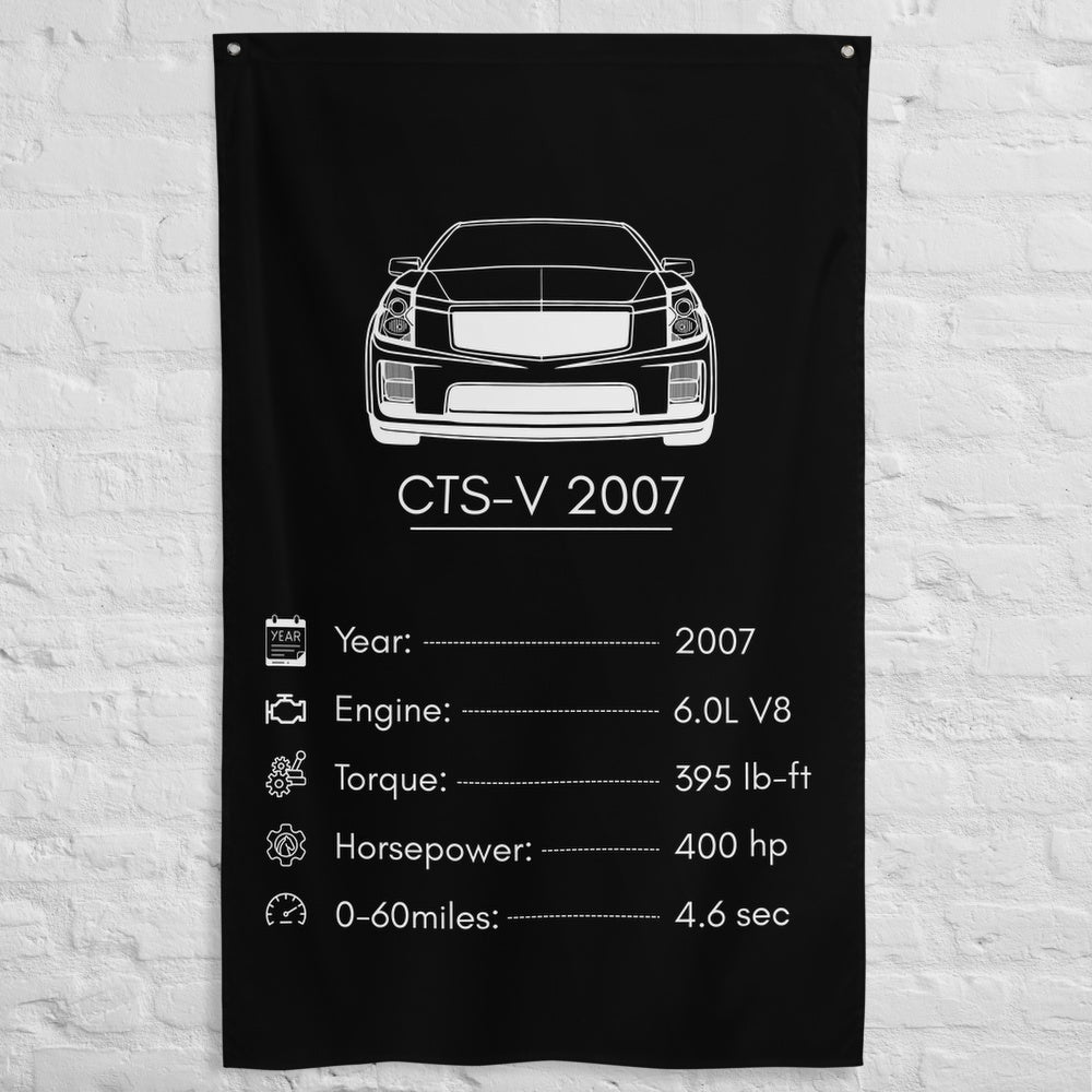 Cadillac CTS-V 2007 2007 car silhouette spec flag - White Brick Wall