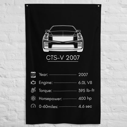 Cadillac CTS-V 2007 2007 car silhouette spec flag - White Brick Wall