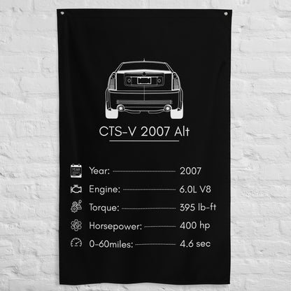 Cadillac CTS-V 2007 2007 (Design 2) car silhouette spec flag - White Brick Wall