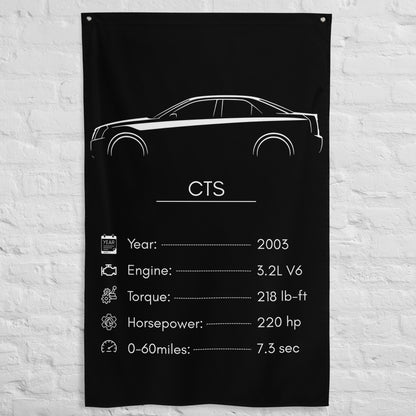 Cadillac CTS 2003 car silhouette spec flag - White Brick Wall