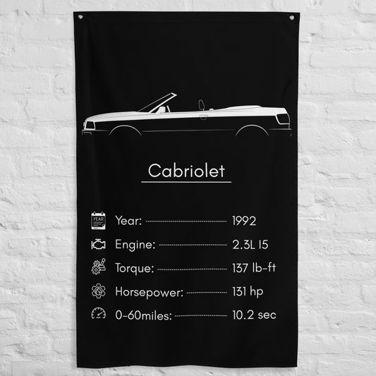 Audi Cabriolet 1992 car silhouette spec flag - White Brick Wall