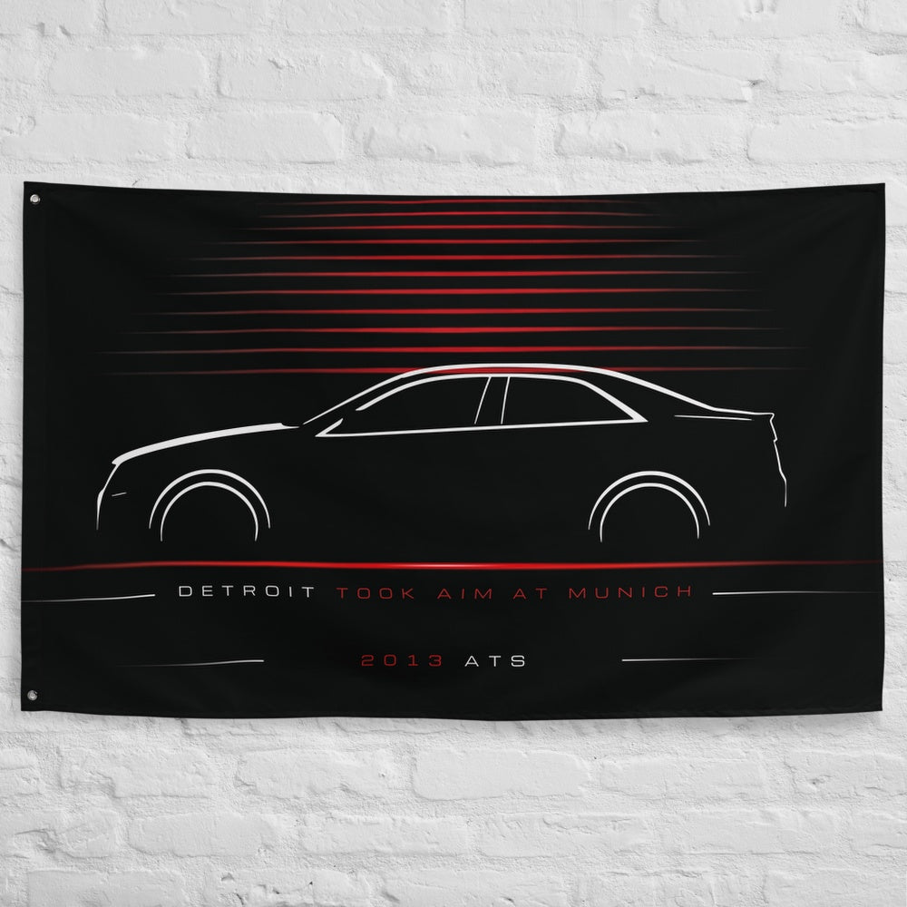 Cadillac ATS 2013 car silhouette flag - White Brick Wall