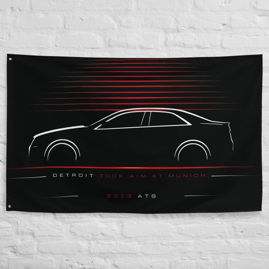 Cadillac ATS 2013 car silhouette flag - White Brick Wall