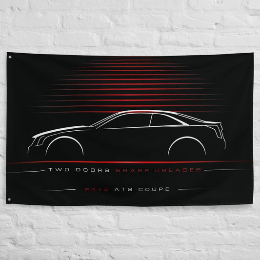 Cadillac ATS Coupe 2015 car silhouette flag - White Brick Wall