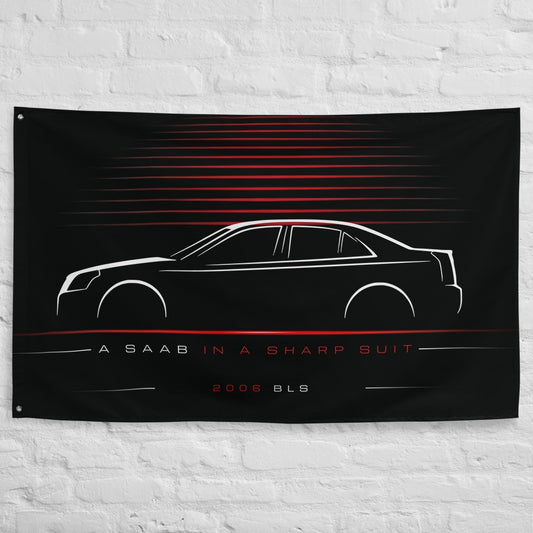 Cadillac BLS 2006 car silhouette flag - White Brick Wall