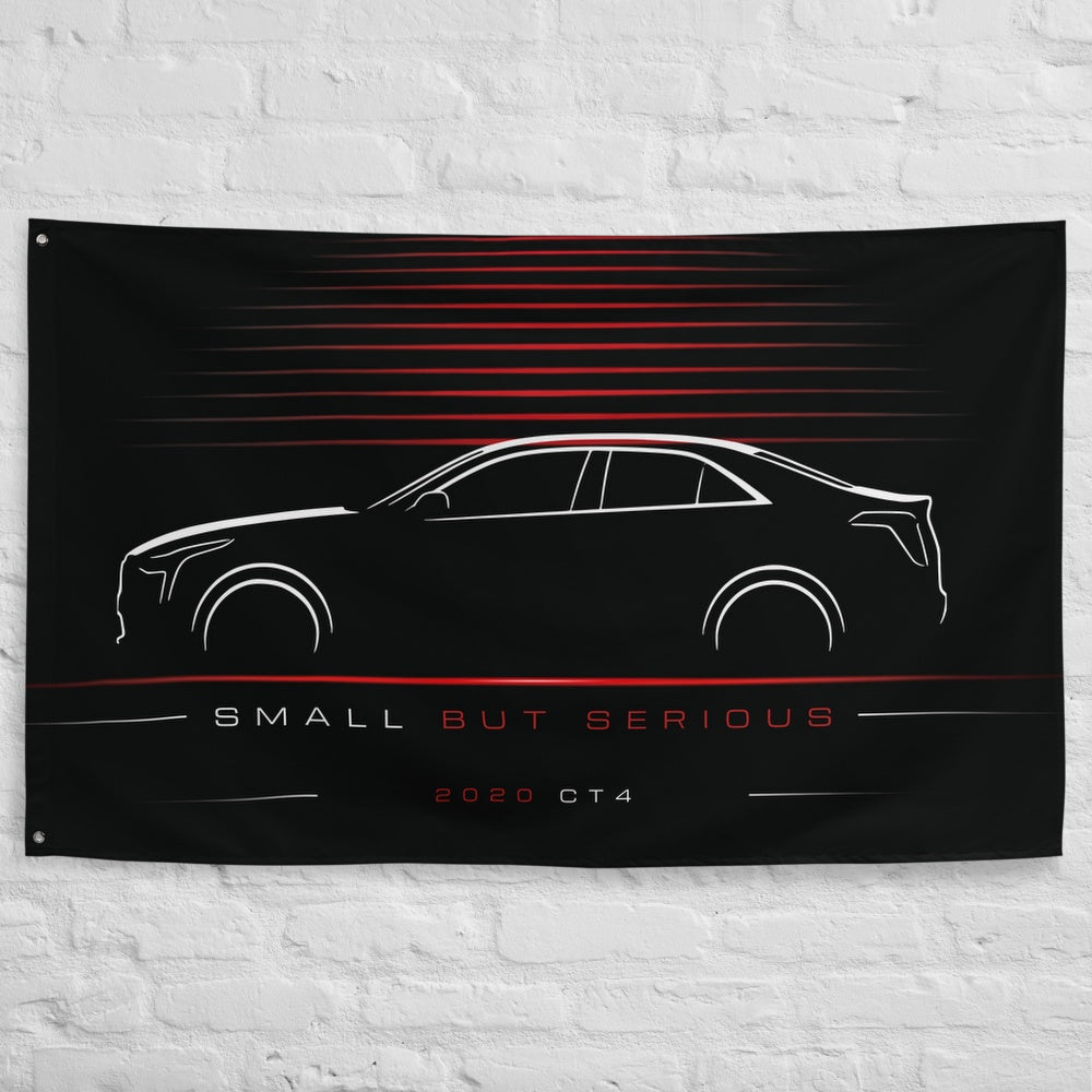 Cadillac CT4 2020 car silhouette flag - White Brick Wall