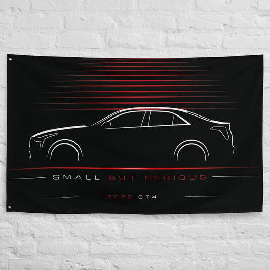 Cadillac CT4 2020 car silhouette flag - White Brick Wall