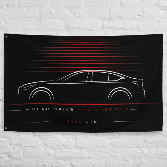 Cadillac CT5 2020 car silhouette flag - White Brick Wall
