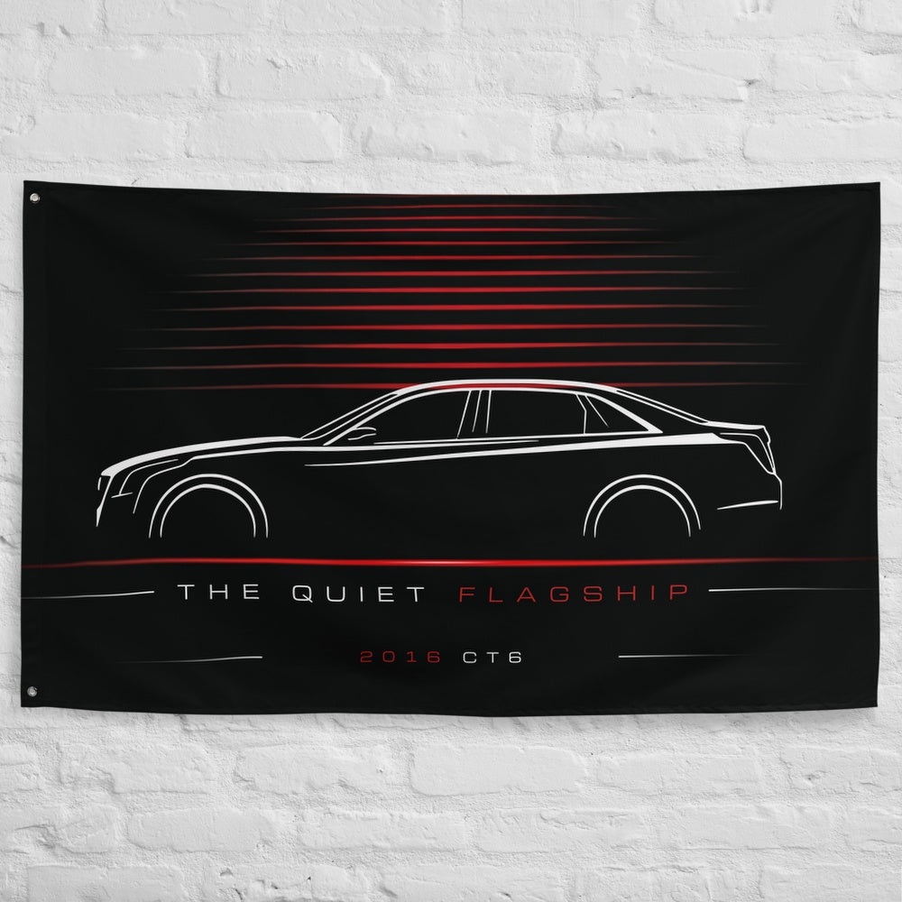 Cadillac CT6 2016 car silhouette flag - White Brick Wall