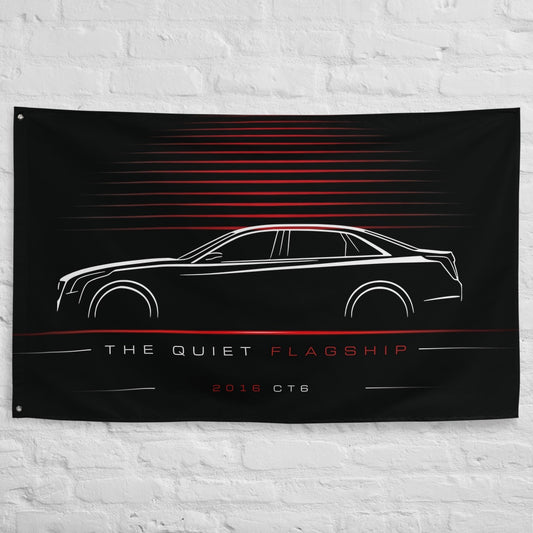 Cadillac CT6 2016 car silhouette flag - White Brick Wall