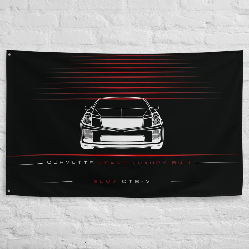 Cadillac CTS-V 2007 car silhouette flag - White Brick Wall