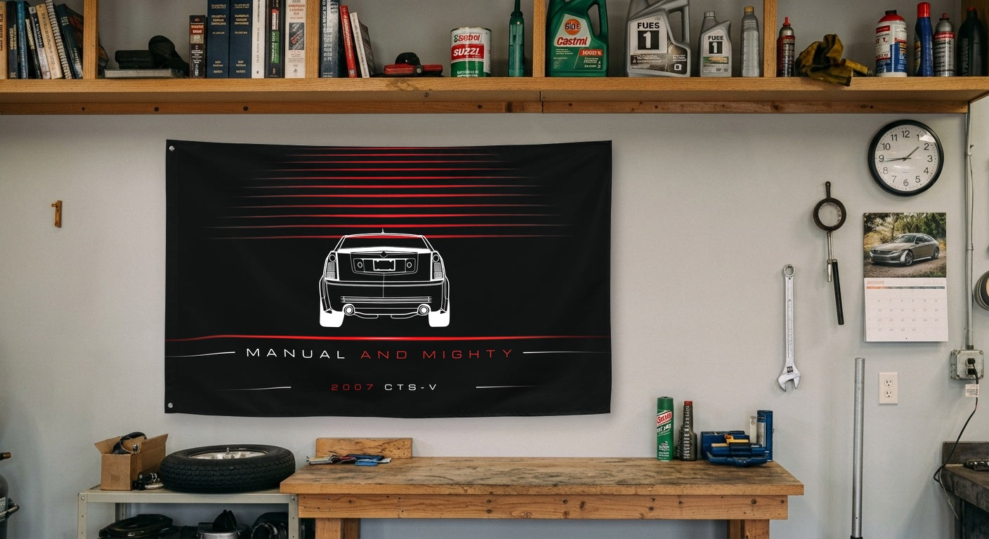 Cadillac CTS-V 2007 car silhouette flag - Garage Workbench