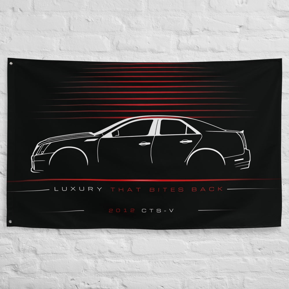 Cadillac CTS-V 2012 car silhouette flag - White Brick Wall