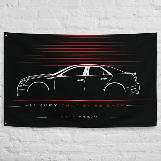 Cadillac CTS-V 2012 car silhouette flag - White Brick Wall