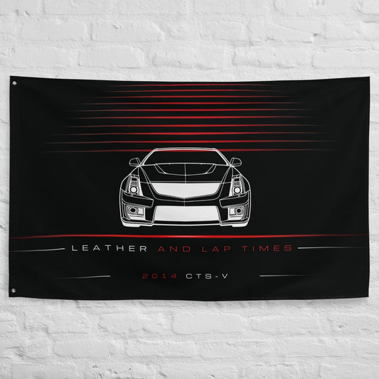 Cadillac CTS-V 2014 car silhouette flag - White Brick Wall