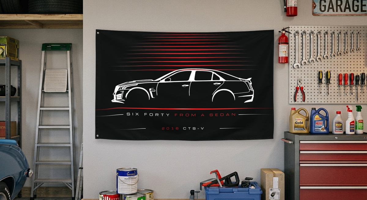 Cadillac CTS-V 2016 car silhouette flag - Garage Wall