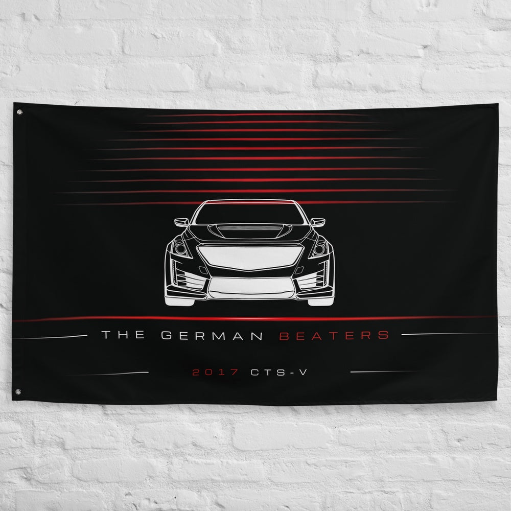 Cadillac CTS-V 2017 car silhouette flag - White Brick Wall