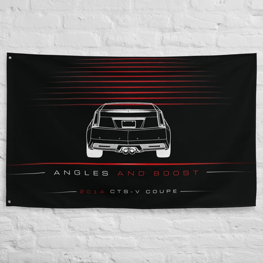 Cadillac CTS-V Coupe 2014 car silhouette flag - White Brick Wall
