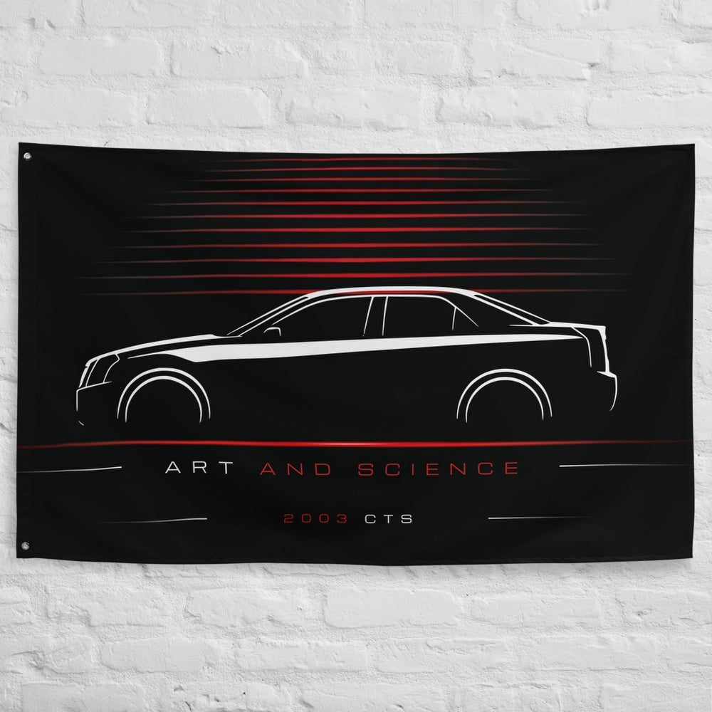 Cadillac CTS 2003 car silhouette flag - White Brick Wall