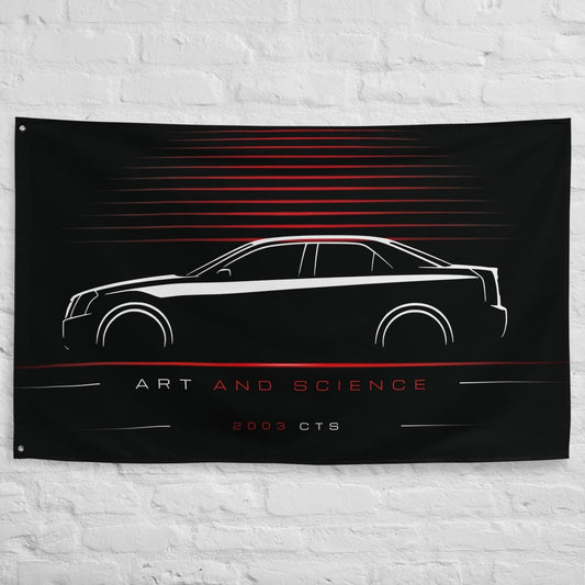 Cadillac CTS 2003 car silhouette flag - White Brick Wall