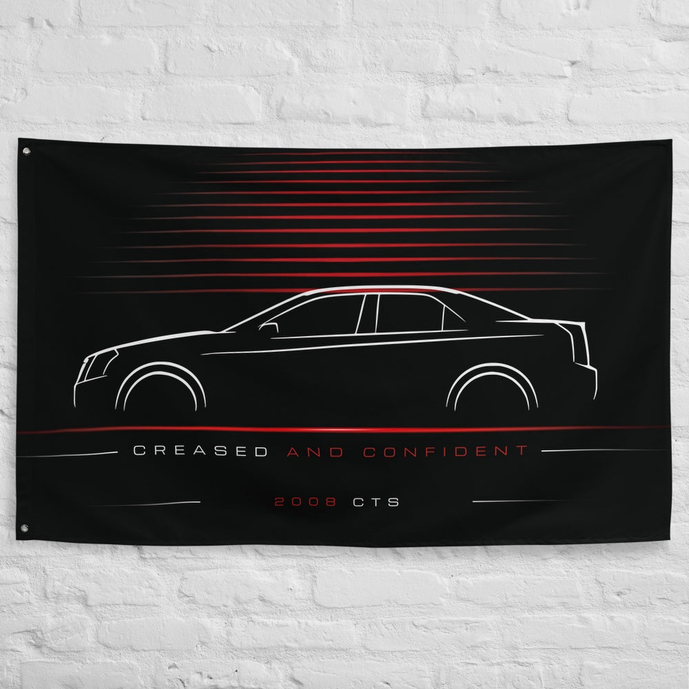 Cadillac CTS 2008 car silhouette flag - White Brick Wall