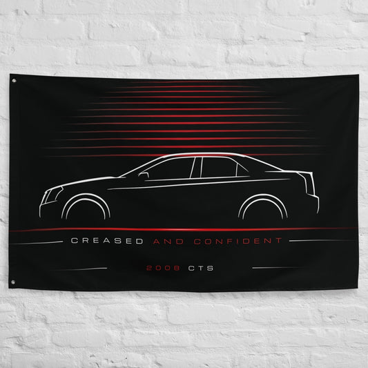 Cadillac CTS 2008 car silhouette flag - White Brick Wall