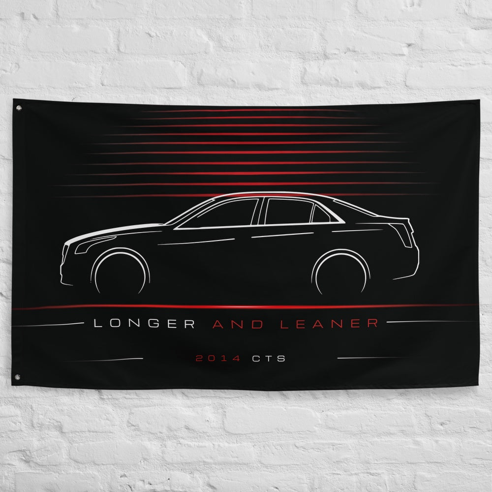 Cadillac CTS 2014 car silhouette flag - White Brick Wall