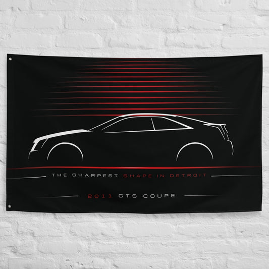 Cadillac CTS Coupe 2011 car silhouette flag - White Brick Wall