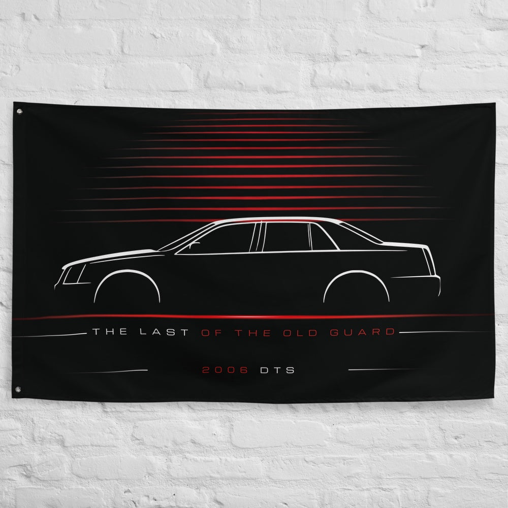 Cadillac DTS 2006 car silhouette flag - White Brick Wall