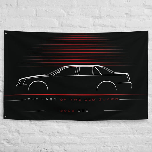 Cadillac DTS 2006 car silhouette flag - White Brick Wall