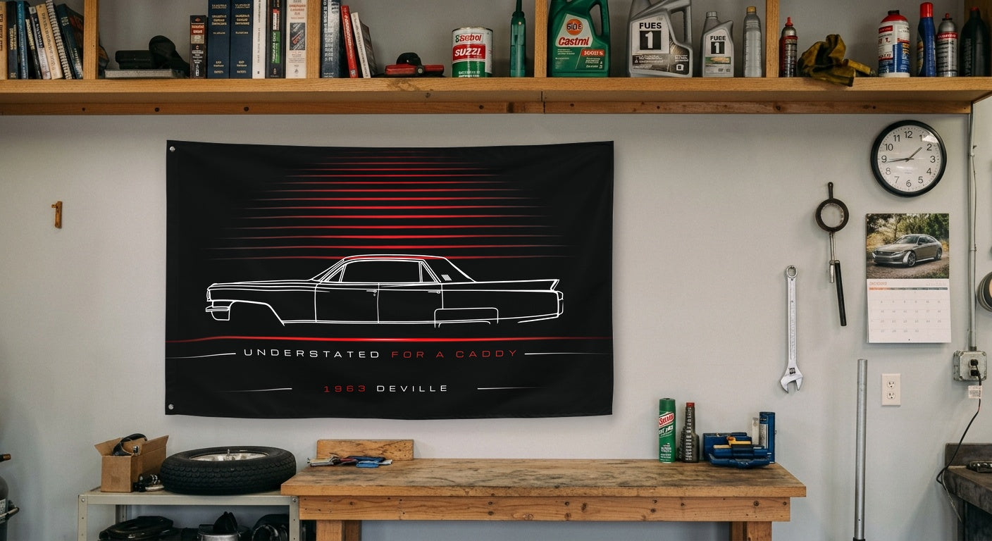 Cadillac Deville 1963 car silhouette flag - Garage Workbench
