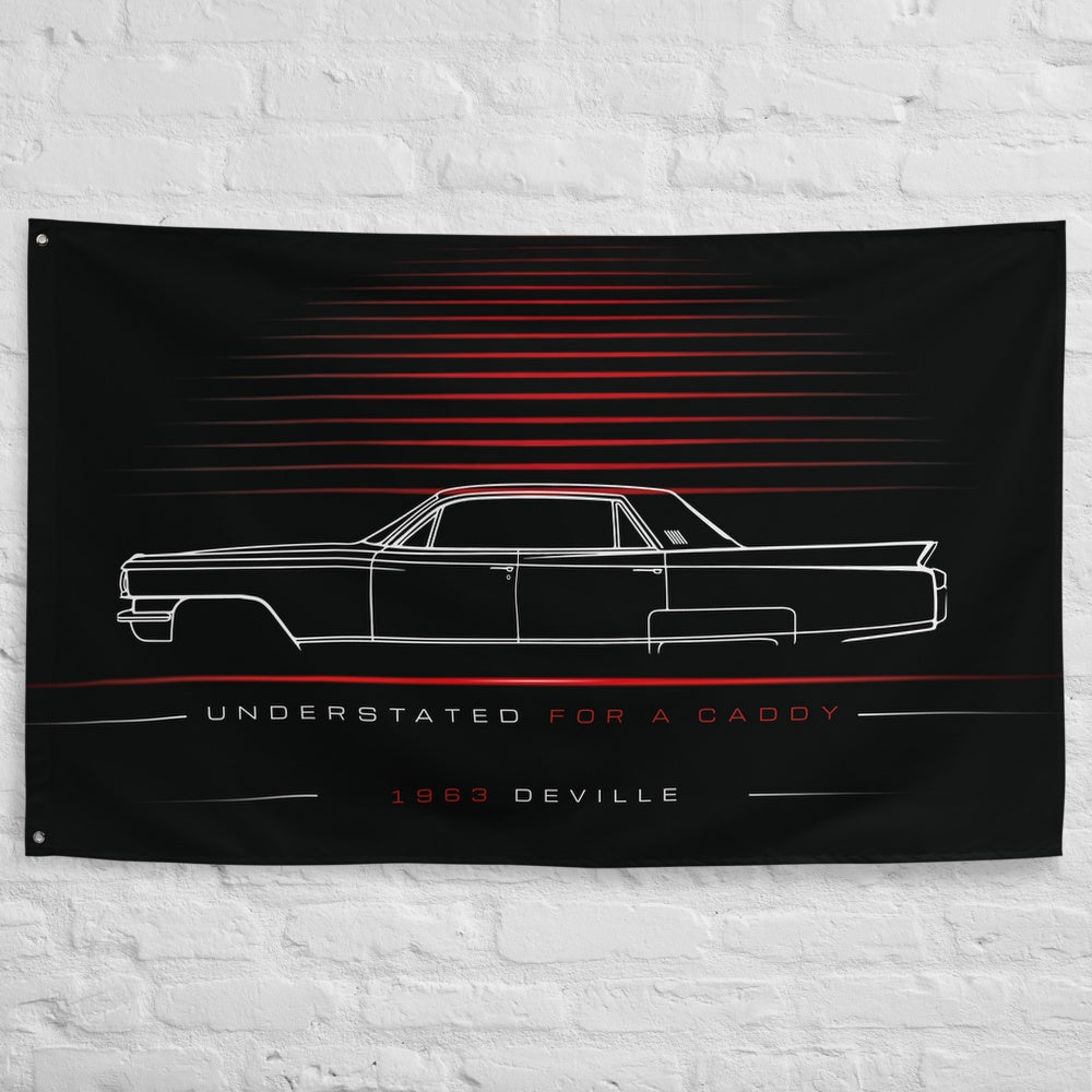 Cadillac Deville 1963 car silhouette flag - White Brick Wall