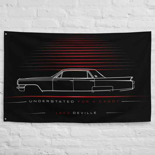 Cadillac Deville 1963 car silhouette flag - White Brick Wall