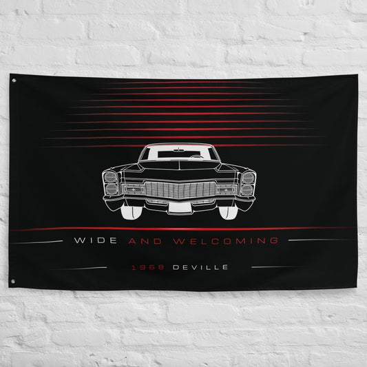 Cadillac Deville II 1968 car silhouette flag - White Brick Wall