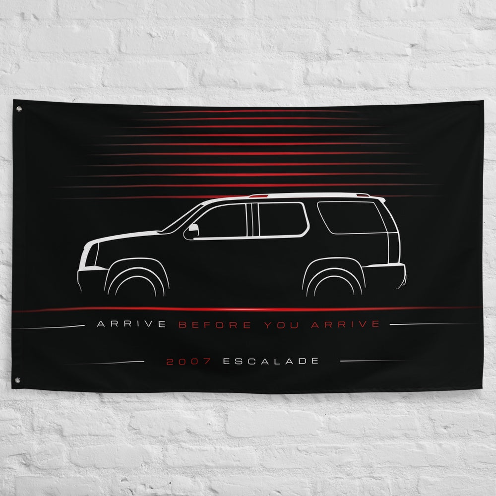 Cadillac Escalade 2007 car silhouette flag - White Brick Wall